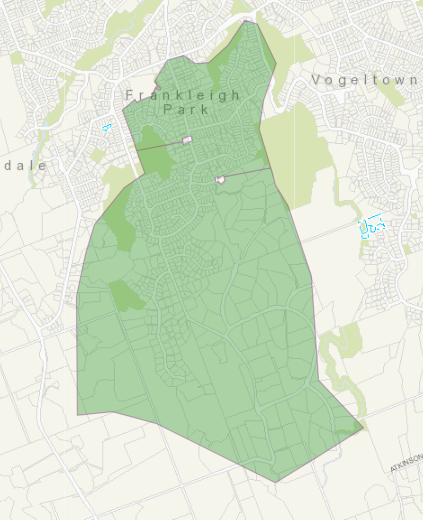 Map of gas survey area in Frankleigh Park