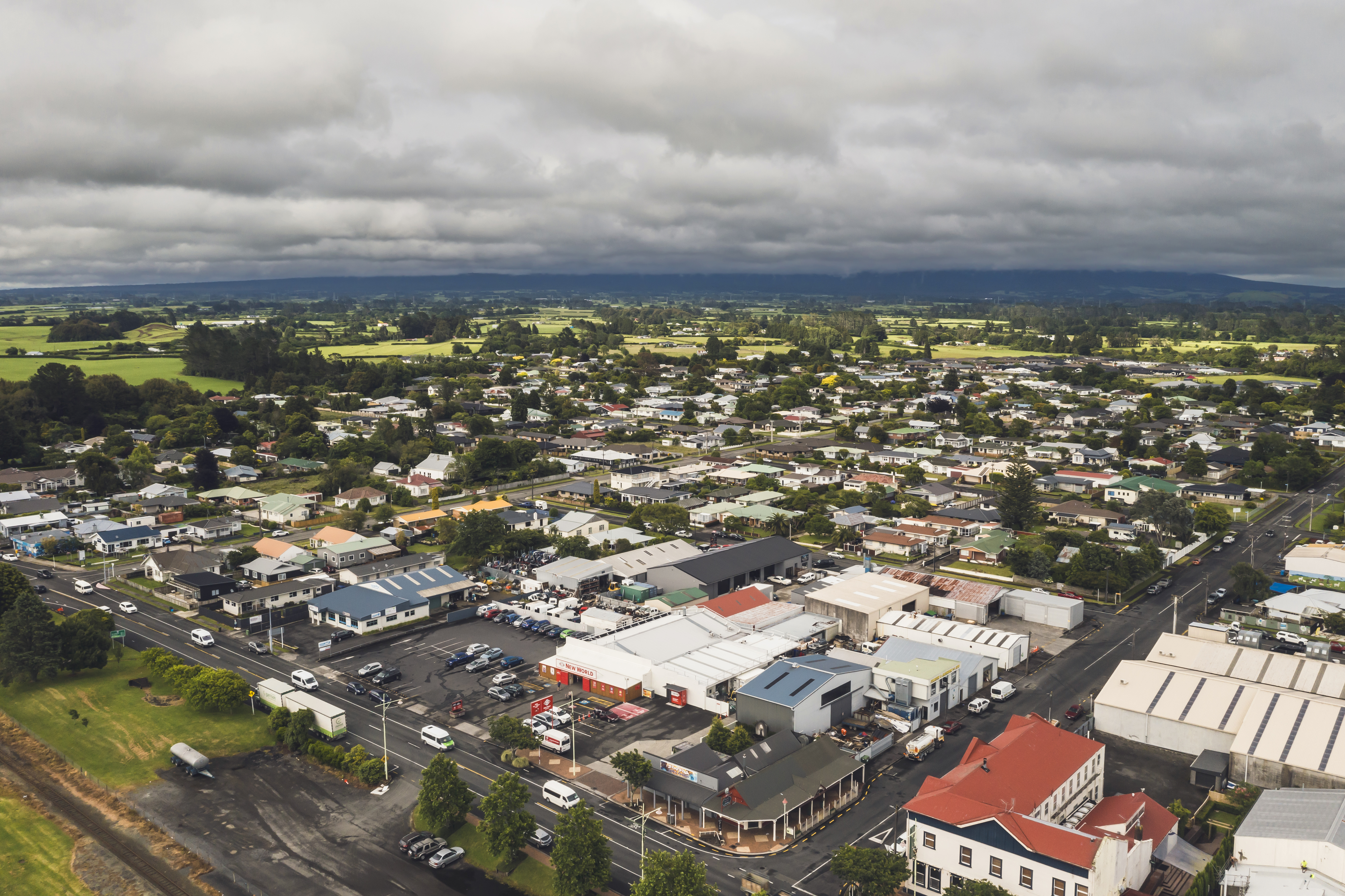 Aerial view of Inglewood, Taranaki