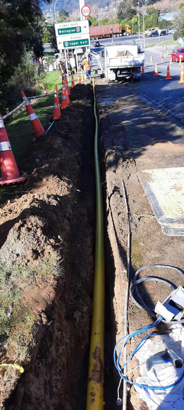 Gas pipe in a trench