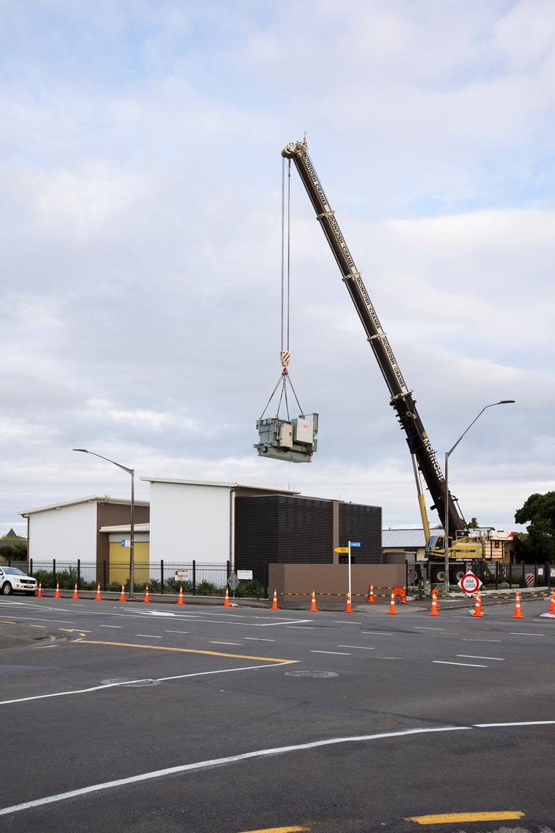Transformer being craned into substation