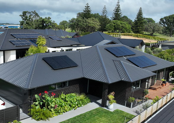 solar panels on roofs
