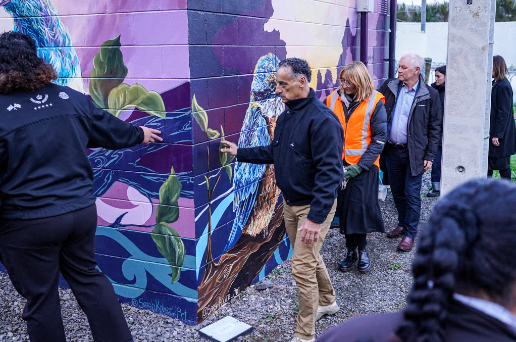 community and Powerco members at Kauri Point substation mural blessing