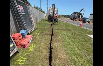 Skinny roadside trench