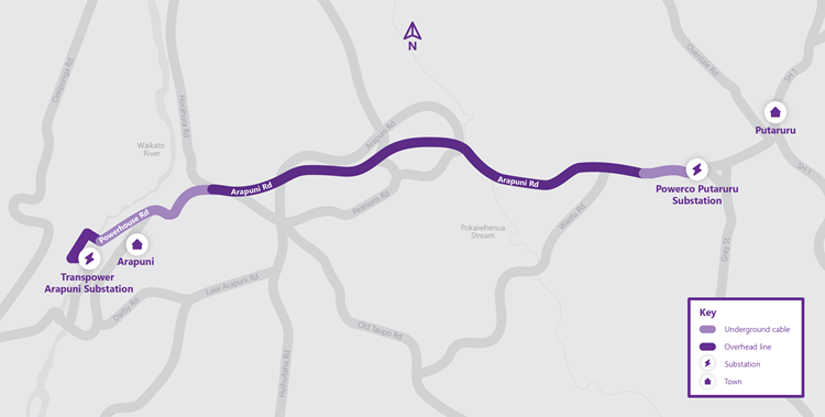 Map of the South Waikato National Grid Connection route