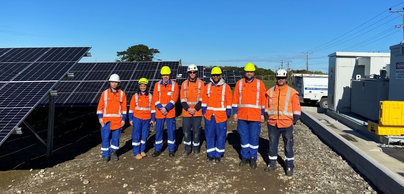 Group shot of people involved in the Kapuni solar farm project