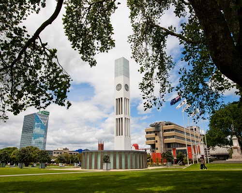 Clock tower in The Square Palmerston North