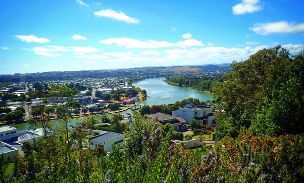 A view overlooking the Whanganui River and city, 