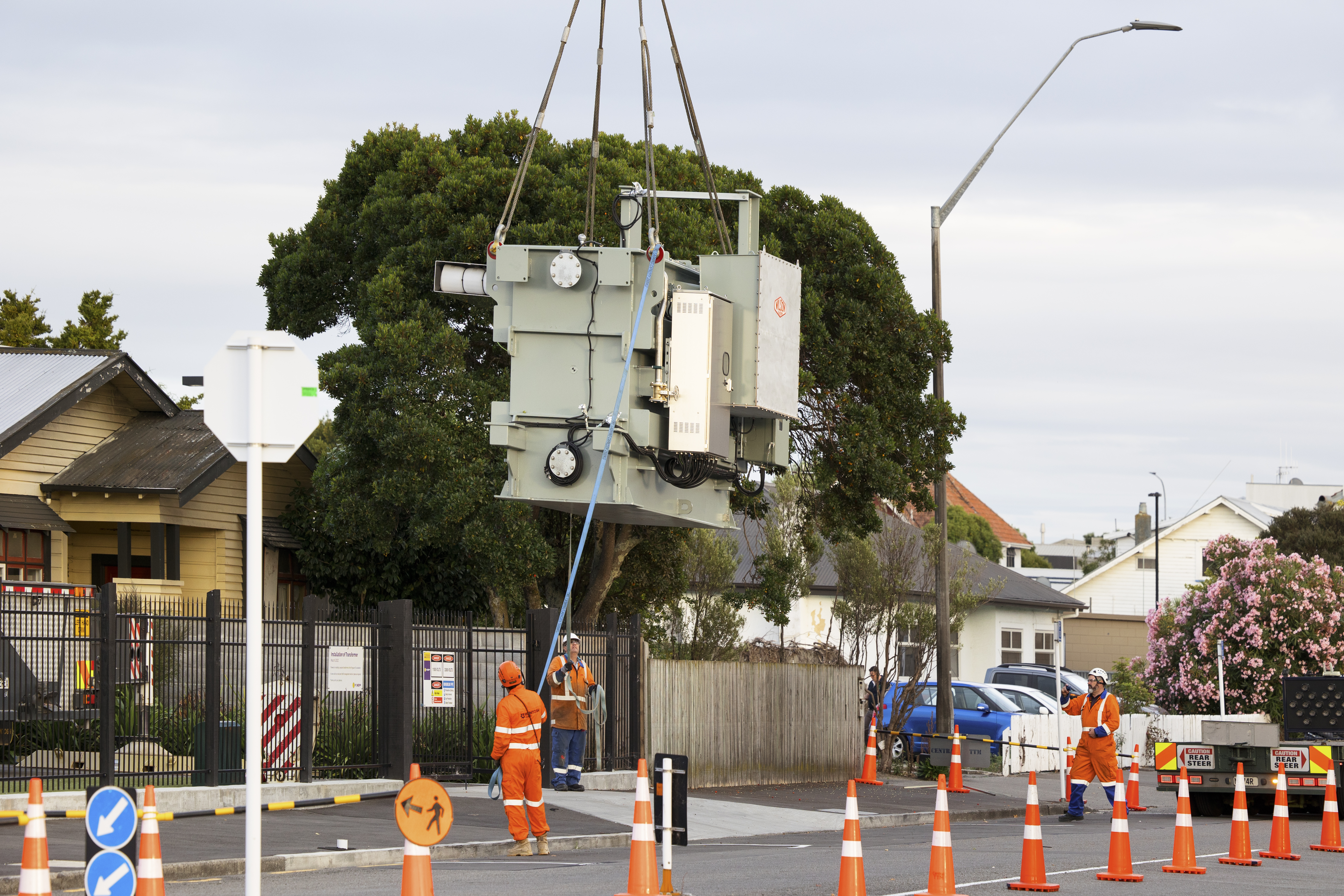Transformer being craned into substation