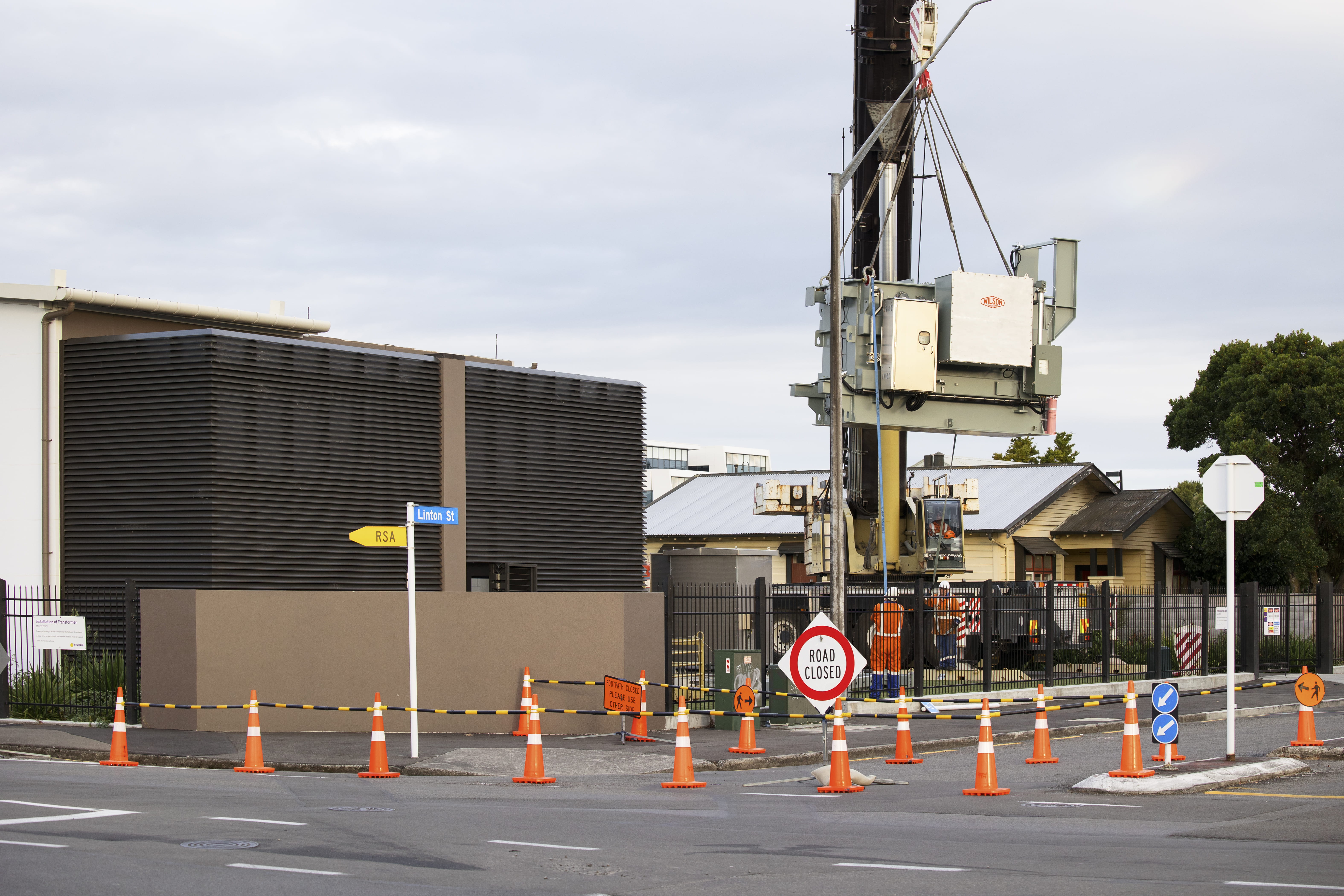 Transformer being craned into substation