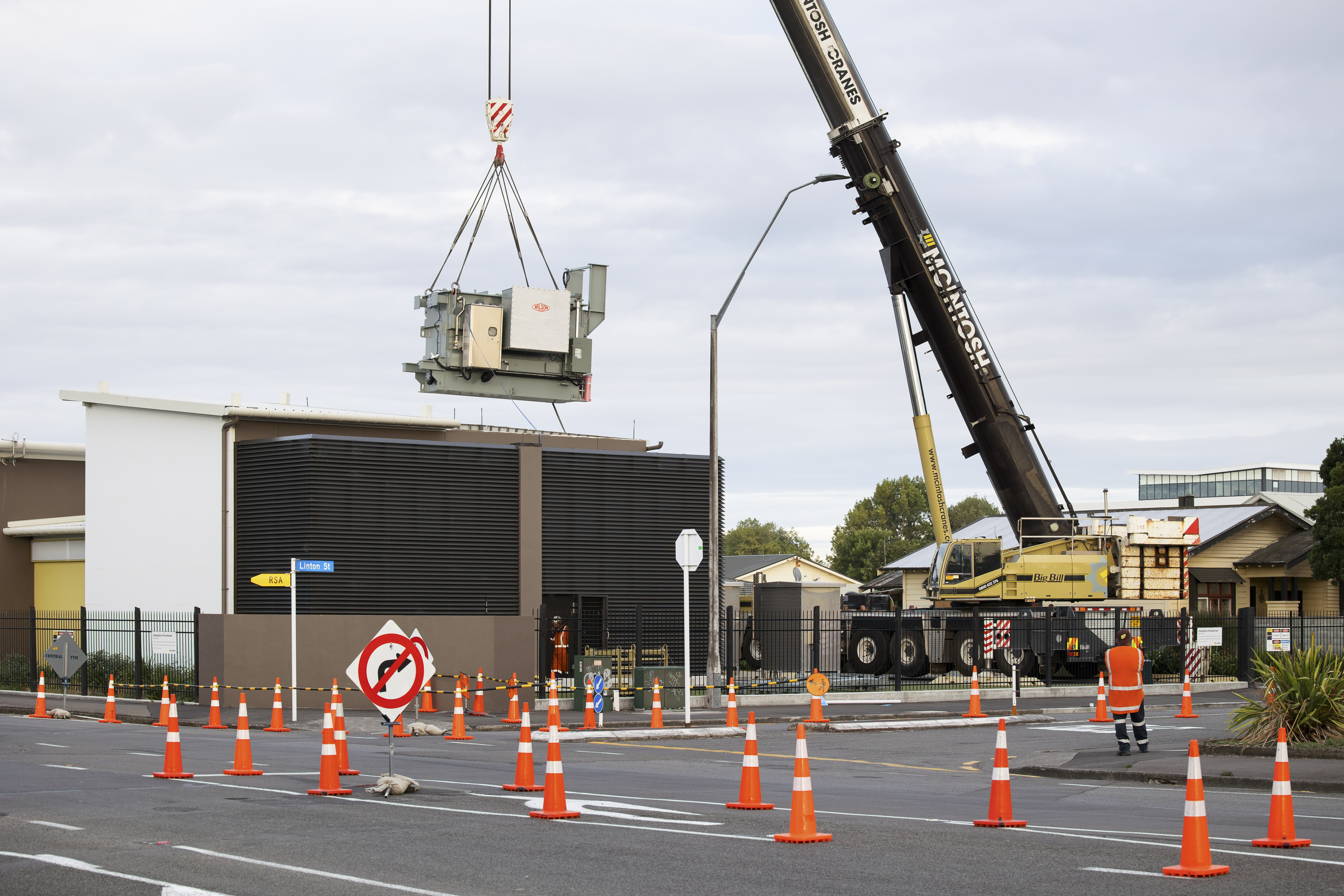 Transformer being craned into substation