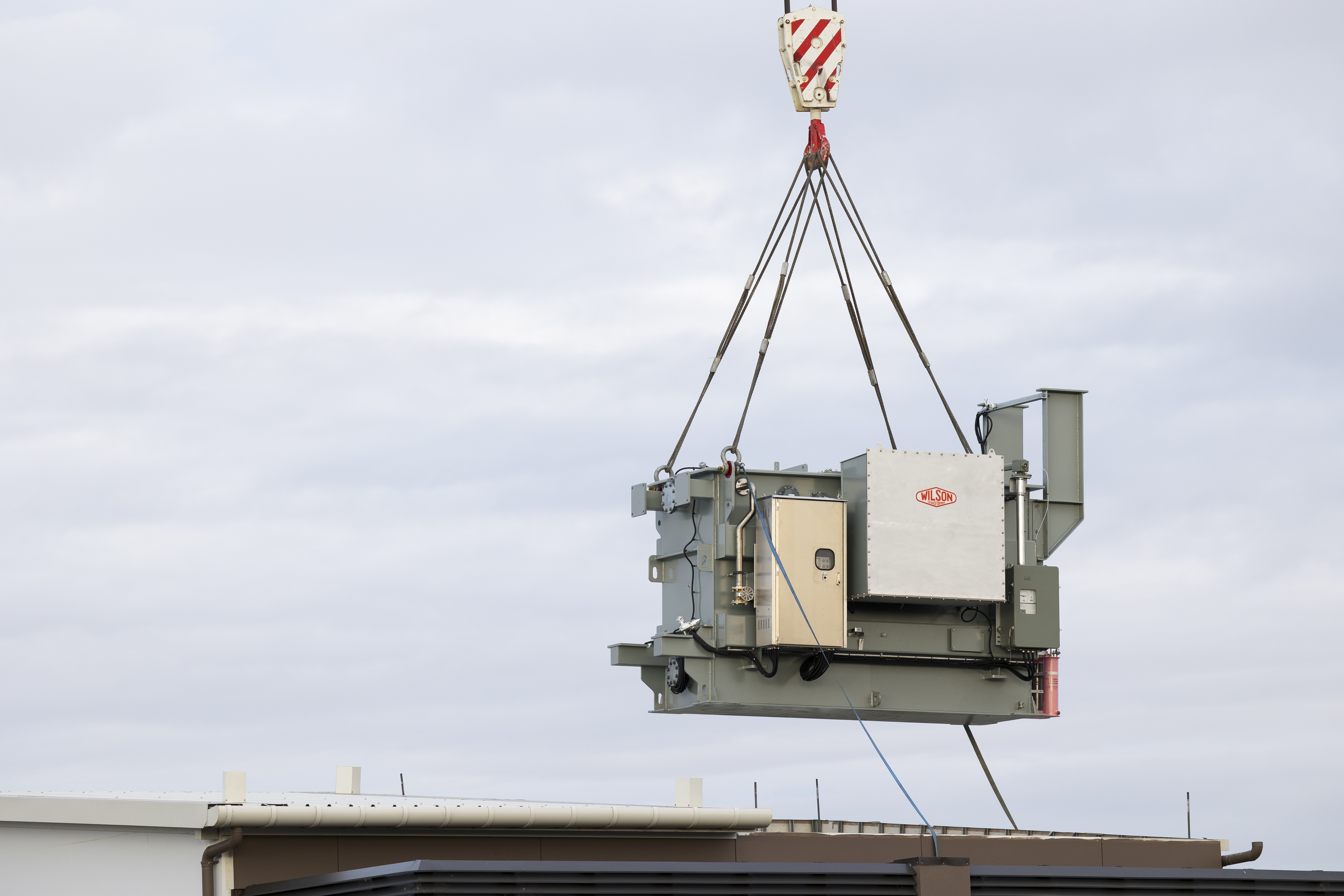 Transformer being craned into substation