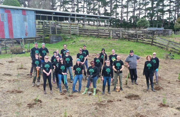 Powerco team after planting trees