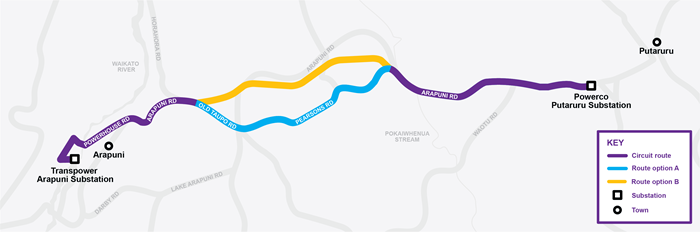 Map of route options