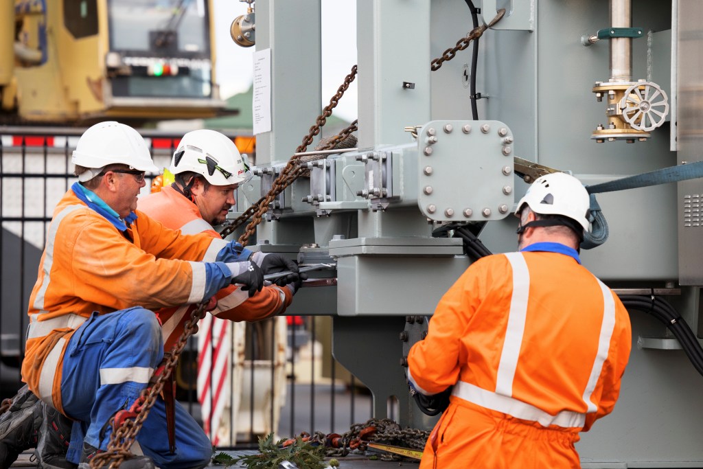 Crew securing transformer