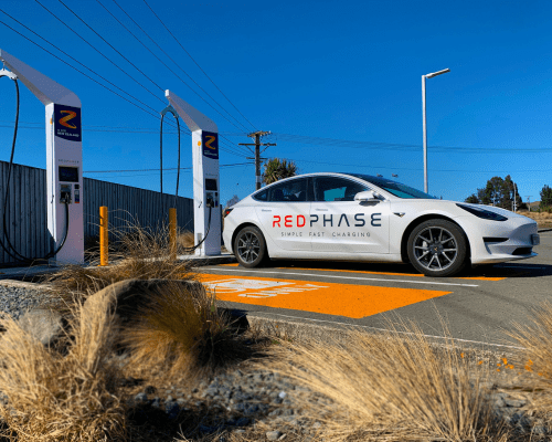Red Phase EV chargers at Waiouru